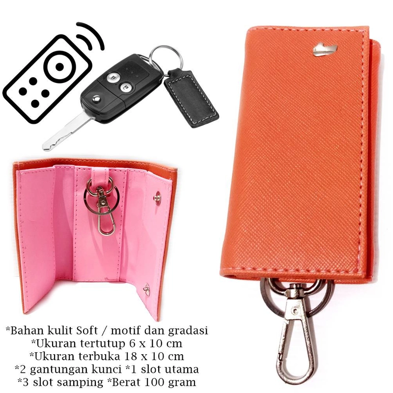 Product image Lanc Fashion - Gantungan Kunci Dompet STNK Buff Kulit Serat Tayga WARNA PEACH