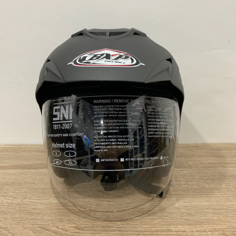 Product image Helm GL Abu Abu Doff Polos Solid - Single Visor (Kaca Clear) Helm SNI Helem Dewasa L GL Abu Doff