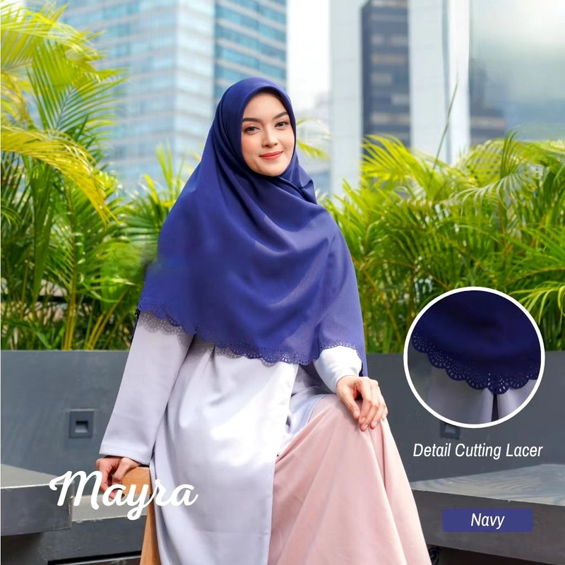 Product image Kerudung segiempat/Kerudung Lasercut/Kerudung Mayra/Kerudung Premium/Henfa/Kerudung Syari 130x130 Navy