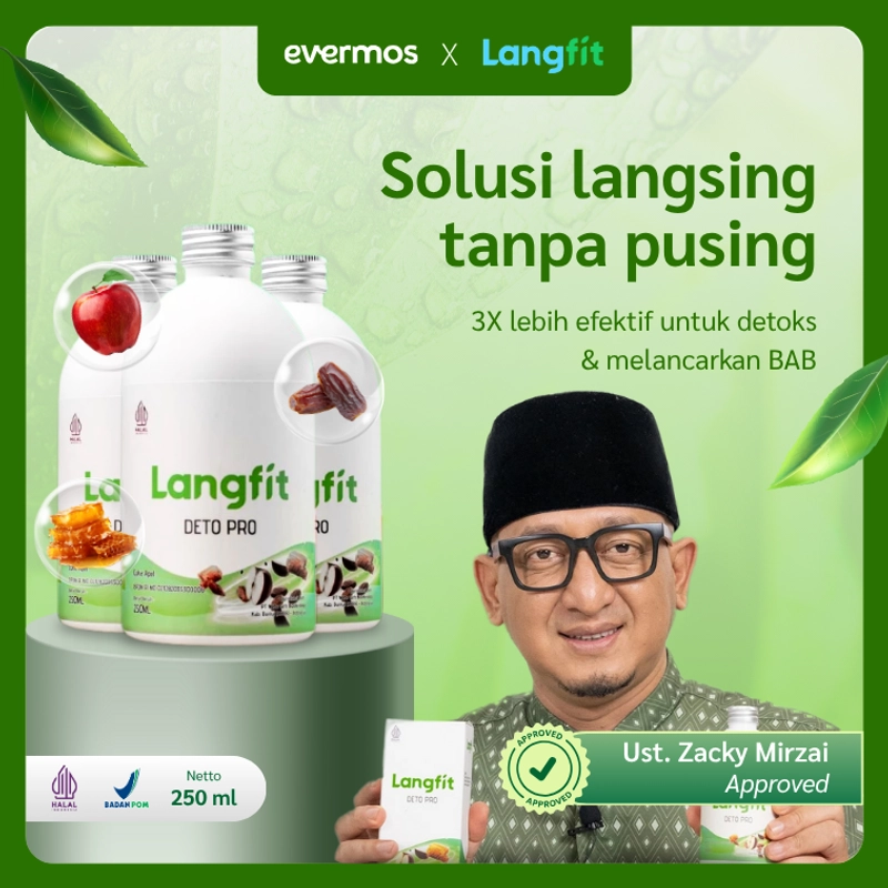 Product image Langfit - Bundling 3pcs Deto Pro Cuka Apel + Madu Stevia Probiotik Chia Seed 1 Paket Isi 3 Botol