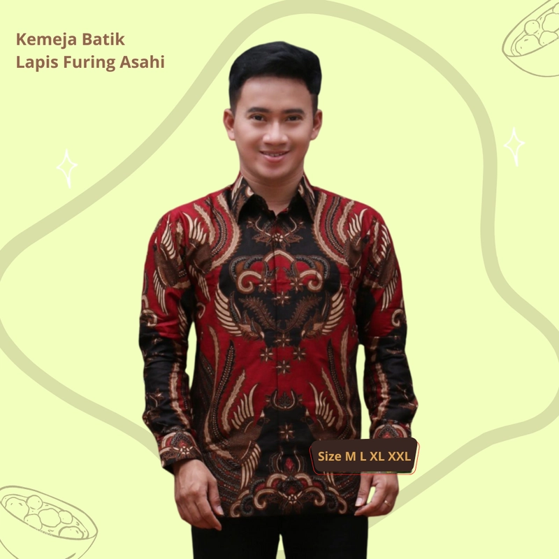 Product image Batik Kemeja Berlapis Furing KBF02 Kemeja Batik Lengan Panjang Bahan Katun ORI Berlapis Furing Asahi Size M A