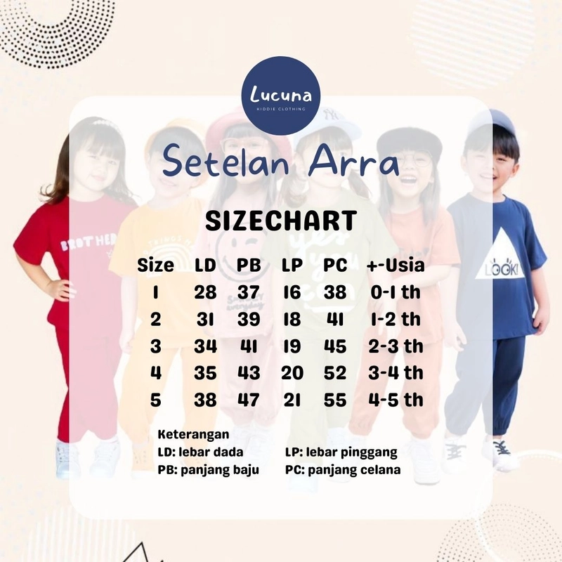 Product image Lucuna - Arra Setelan Kaos Anak Katun Unisex Cowok Cewek 1 Olive