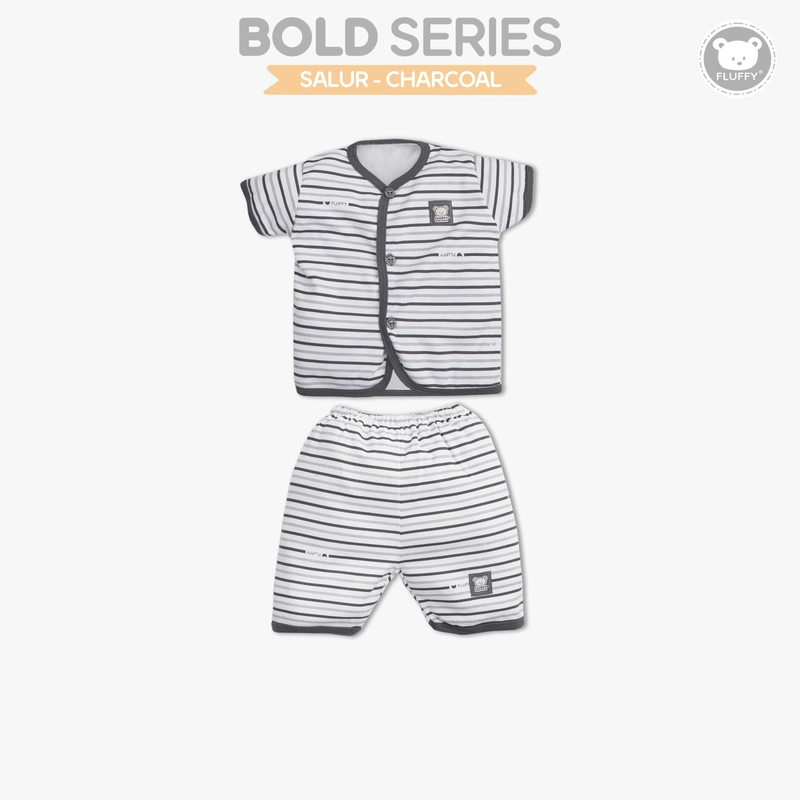 Product image FLUFFY - FLUFFY Setelan Baju Pendek Pendek BOLD (Isi 3Psng) SBD3SB CHA SML S (3-6BLN) 5-7KG SBD3SB-CHA-S