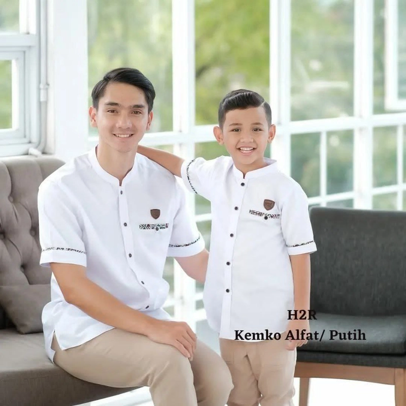 Product image Kois Batik - BAJU KOKO COUPLE ALFAT LENGAN PENDEK BANYAK VARIAN Xl Anak putih