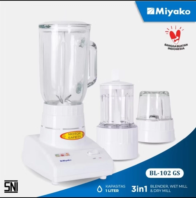 Product image Rizki Electronics - MIYAKO BLENDER BL 102 GS BLENDER KACA BLENDER KACA PUTIH