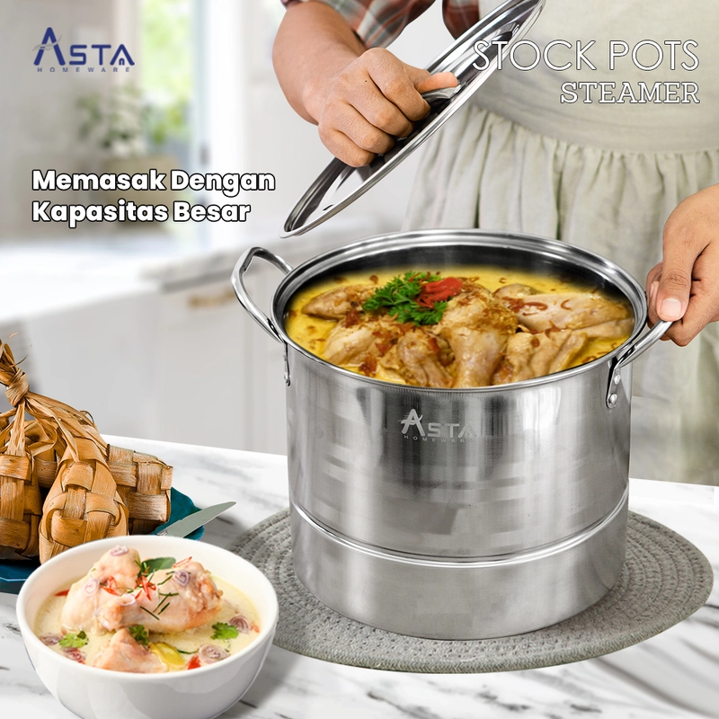 Product image Asta Dandang Kukus Panci Kukusan Stainless Asta Steamer Tebal - Satuan Ukuran 23 cm