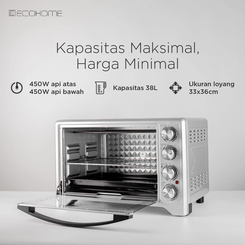 Product image Oven Ecohome Dengan Kapasitas 38Liter Diamond Shape Captivity Type EOP-888