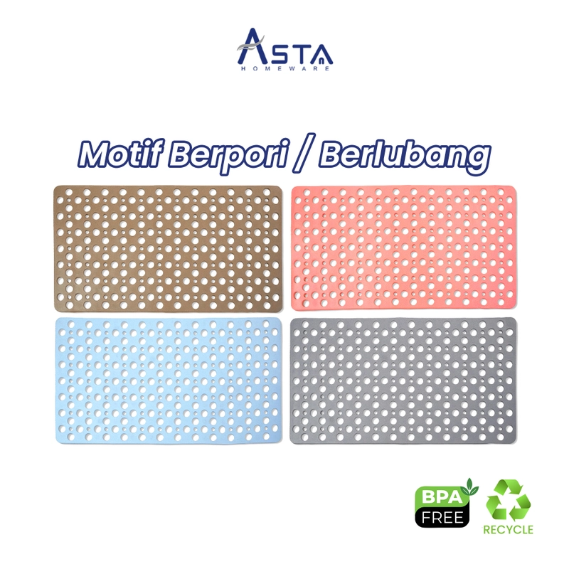 Product image Asta Homeware Official - Asta Keset Kamar Mandi Anti Slip Motif Pori Bath Mat 70x38 cm Alas Kamar Mandi Anti Licin TPE Tebal Color Pink