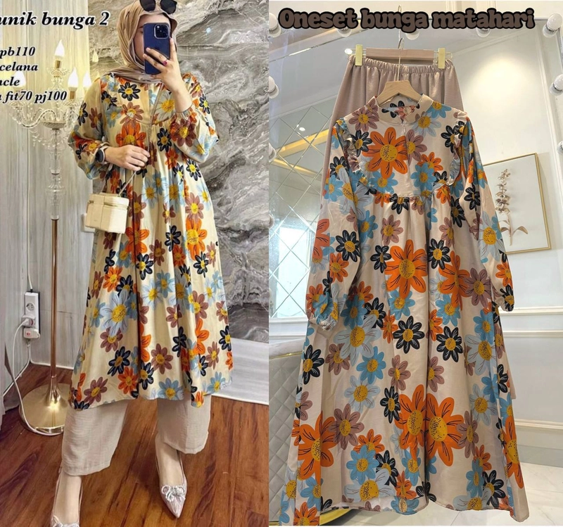 Product image Khisna collection - Oneset tunik bunga matahari new model dan bestseller wanita kekinian Allsize Matahari1