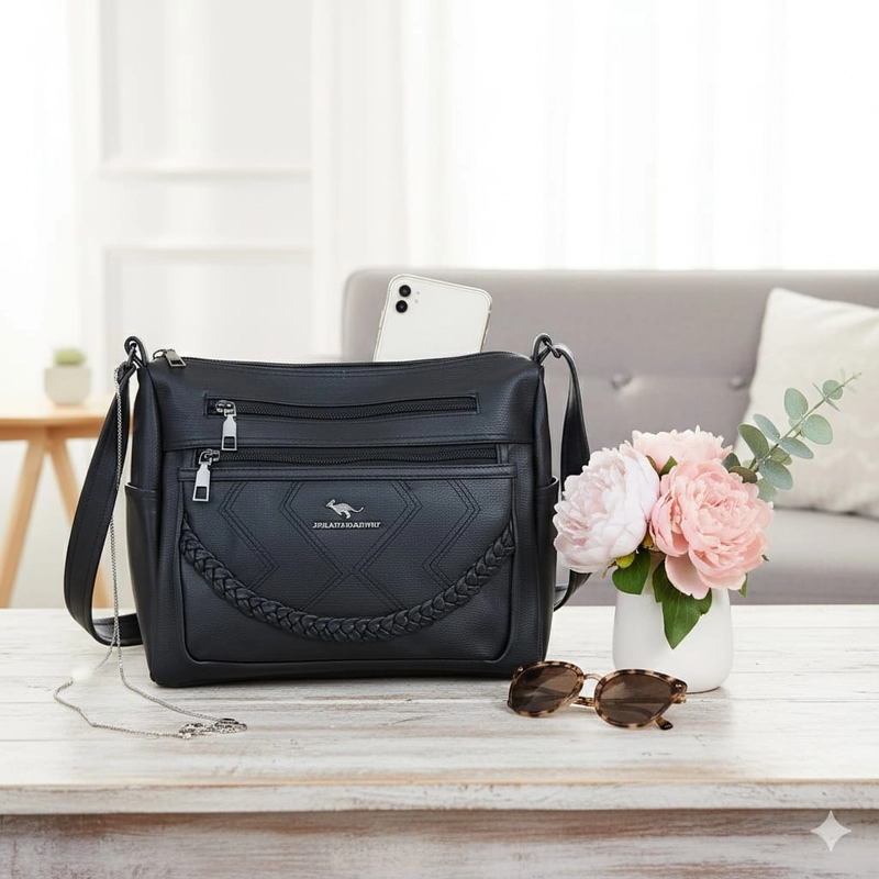Product image CBL - BELLA Slingbag - Tas Selempang Slingbag Wanita BELLA Tas Selempang Anyaman Kepang Medium Hitam