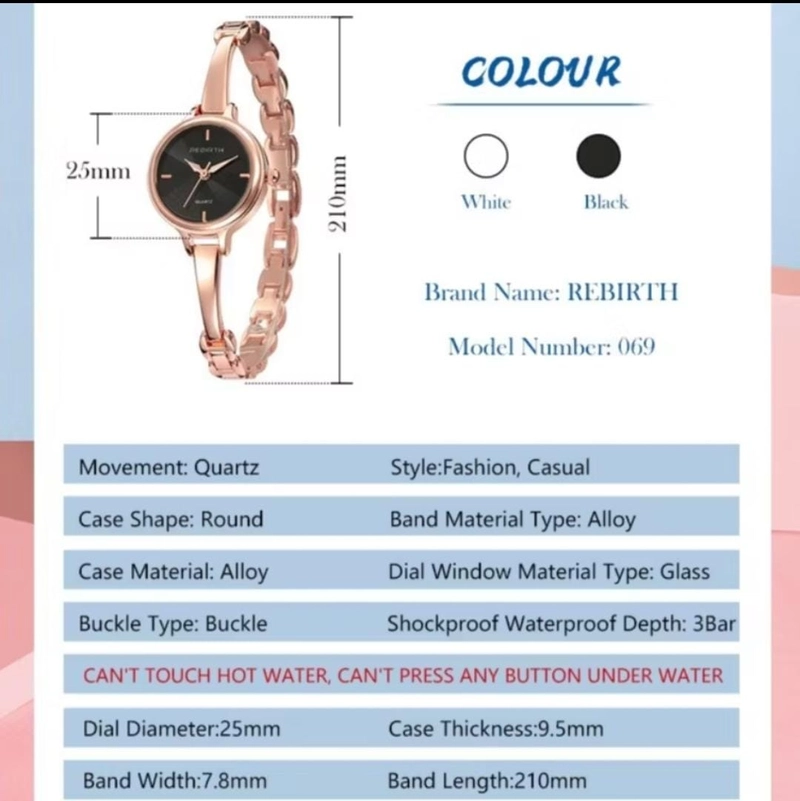 Product image Rizki Electronics - REBIRTH Jam Tangan Wanita Anti Air 069 069 ROSEWHITE