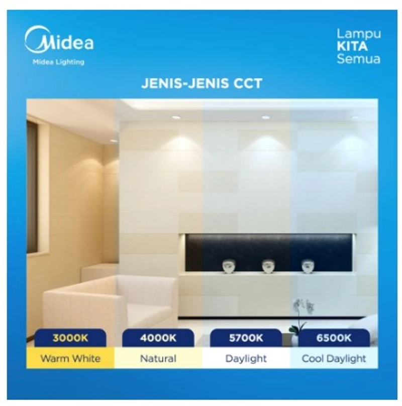 Product image UTAMAMEGA - Lampu Bulb Led Beli (3 Bonus 1 ) Midea 12 Watt Putih 6500K - Putih Daya 12 Watt