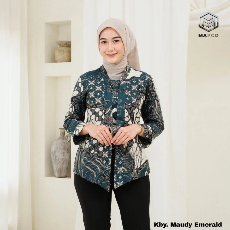 Product image MARCO - Baju Batik Wanita Modern Monalisa Genes Kasual Kantoran Asli Pekalongan M Kby. Maudy Emerald