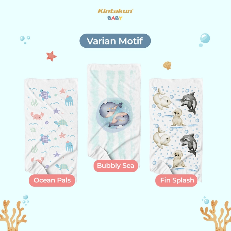 Product image Kintakun Baby - NEW Cotton Baby Towel Handuk Mandi Bayi Anak Katun Ocean Fun 60 x 120 cm 60 x 120 cm Bubbly Sea