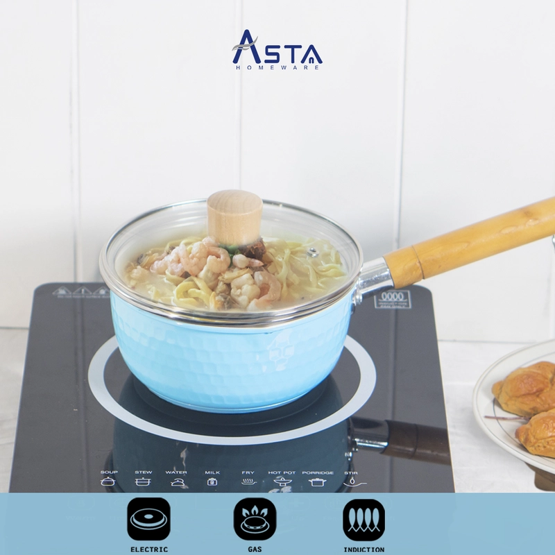Product image Asta Panci Mpasi Bayi Sauce Pan Anti Lengket Tutup Kaca Ambrosia 16 cm Warna Biru