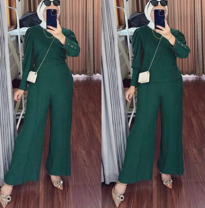 Product image Khisna collection - New set jaynhtta bahan Knit jahitan rapih bagus buat haingout kesan kancing dilengan dn celana kulot Allsize Jayna1