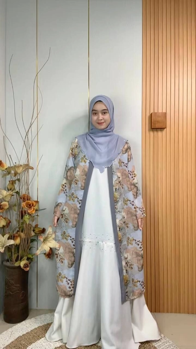 Product image Milyarda Hijab - Long Outter Motif LD 112 cm Lush Abu