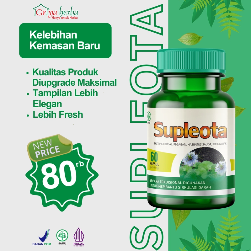 Product image Griya Herba - Supleota Obat Herbal Membantu Melancarkan Sirkulasi Darah Suplemen Otak 60 Kapsul BPOM 110 gram Original