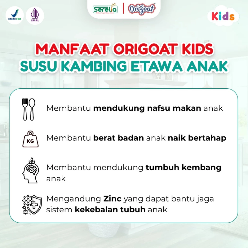 Product image Origoat Kids Susu Kambing Etawa Anak 125gr 1 Box Isi 5 Sachet Original BPOM Meningkatkan Nafsu Makan 125 gram Vanilla