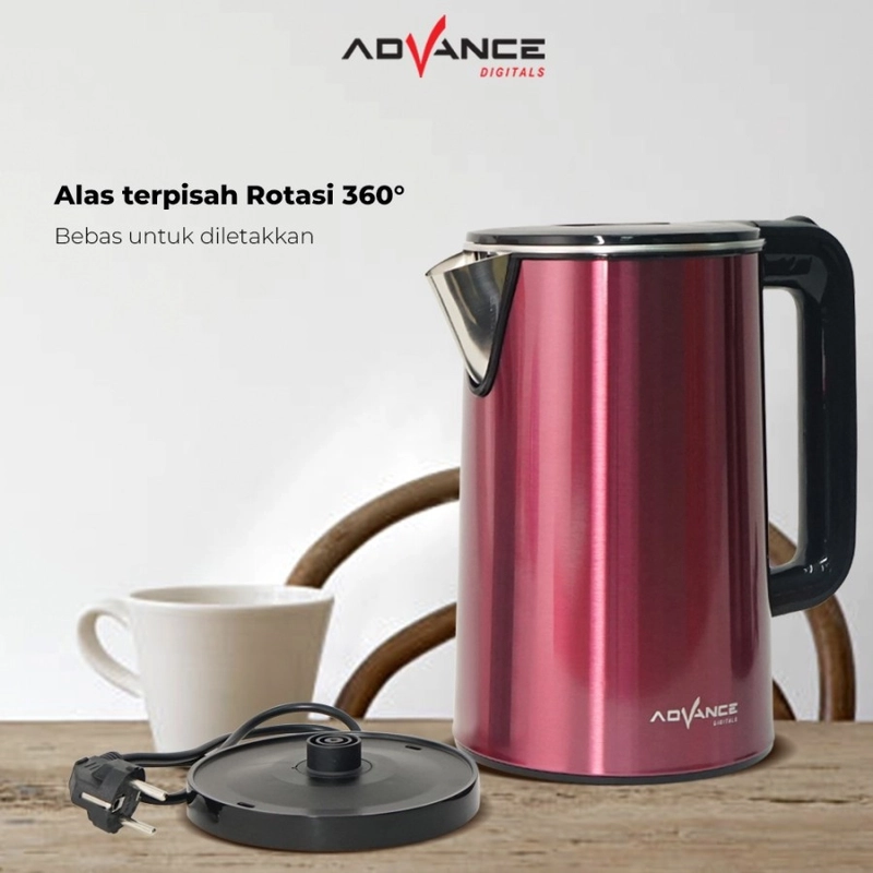 Product image Advance Digitals Indonesia - Teko Listrik Advance AK-185 Electric Kettle Stainless Steel 304 1.8 Liter Merah