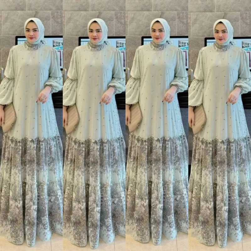 Product image Khisna collection - Drees terbaru wanita kekinian Arafah model belum pasaran set dengan hijab Allsize Sage