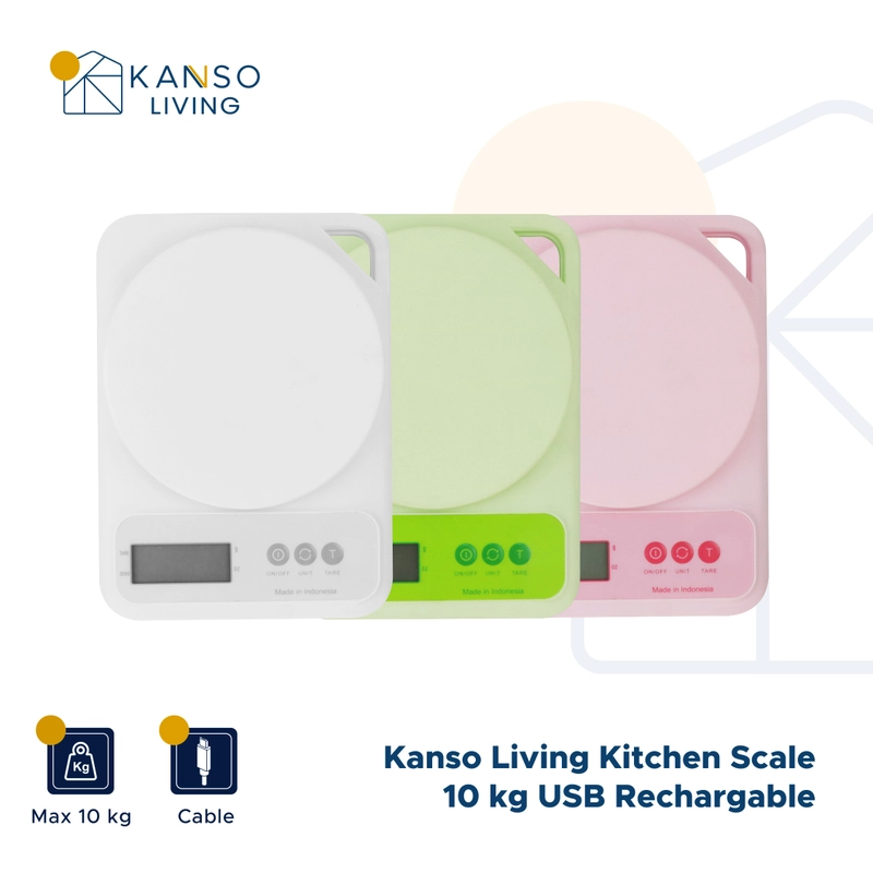 Product image Kanso Living - Kanso Living 10kg Timbangan Dapur Digital Rechargeable KL-KS674 500 Putih