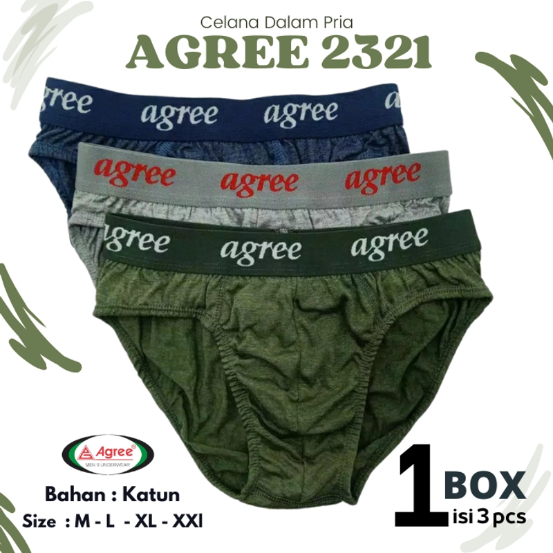 Product image Agree Sport 2321 Pakaian Dalam Pria CD / Celana Dalam Cowok Sporty Bahan Adem 1 Box Isi 3 all variant M