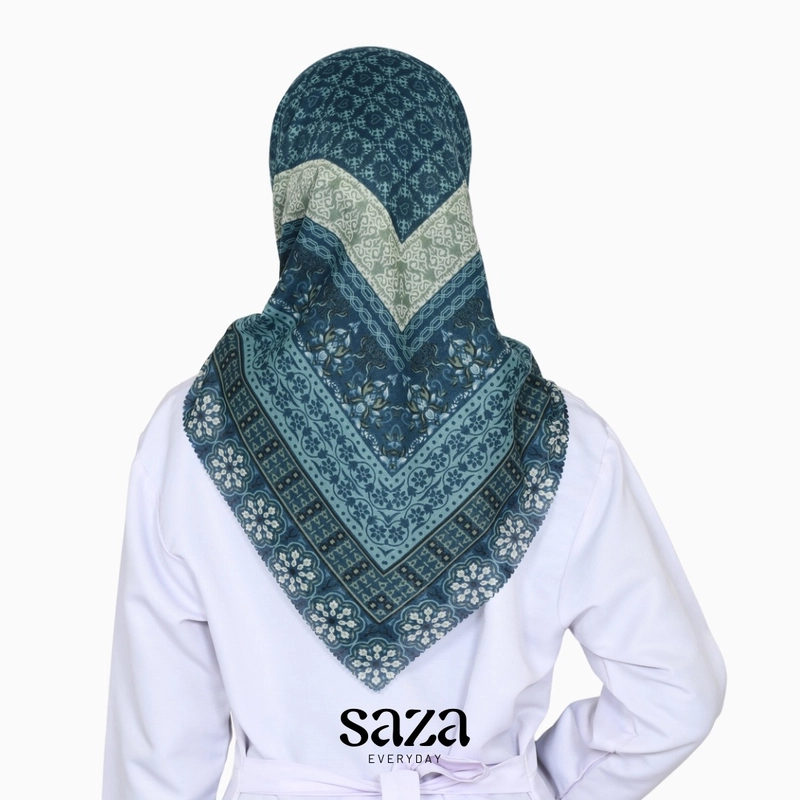 Product image SAZA Everyday - Noura Series Green Ocean / Hijab Motif Voal Segiempat / Hijab Motif Segiempat 115x115 Green Ocean