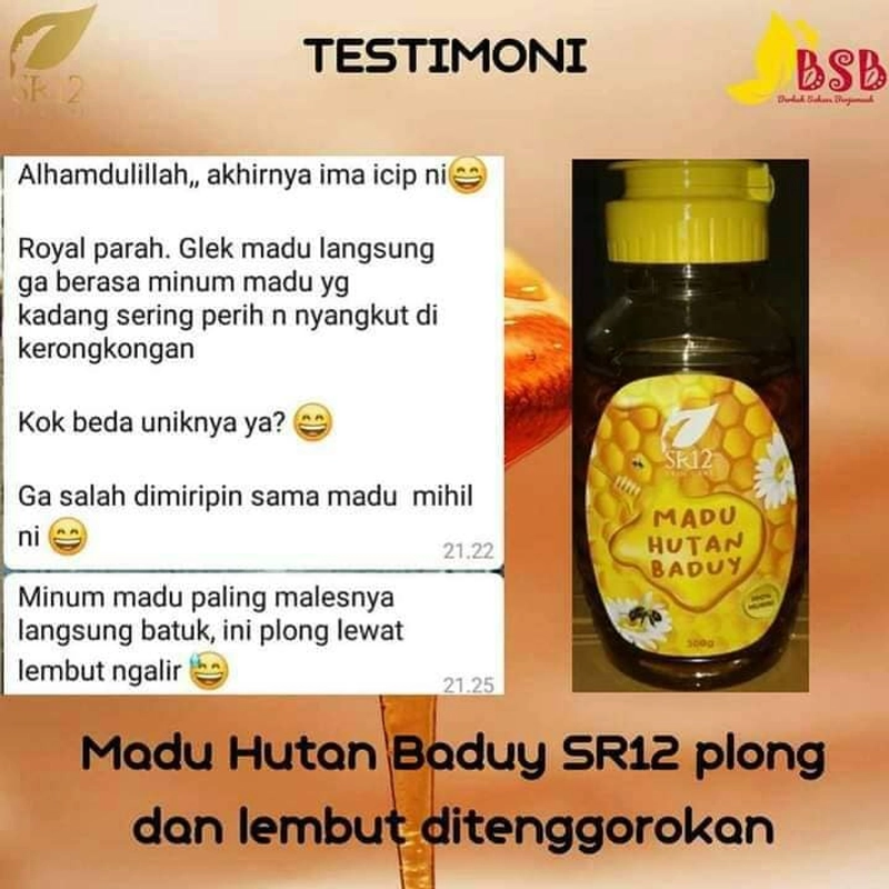 Product image SR12 Madu Hutan Baduy Mengatasi Asam Urat Rematik Anemia Osteoporosis Batu Ginjal Meningkatkan Imun 300gr Madu Baduy