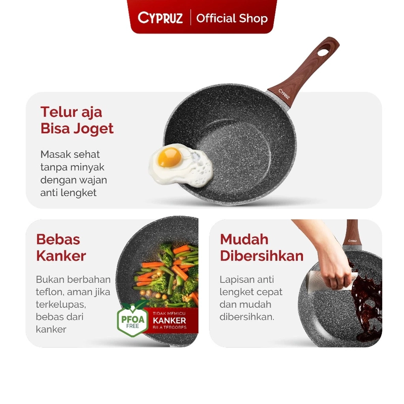 Product image Cypruz Official - Cypruz Grey Marble Series Fry Wok 20cm FP-0640 XL GREY