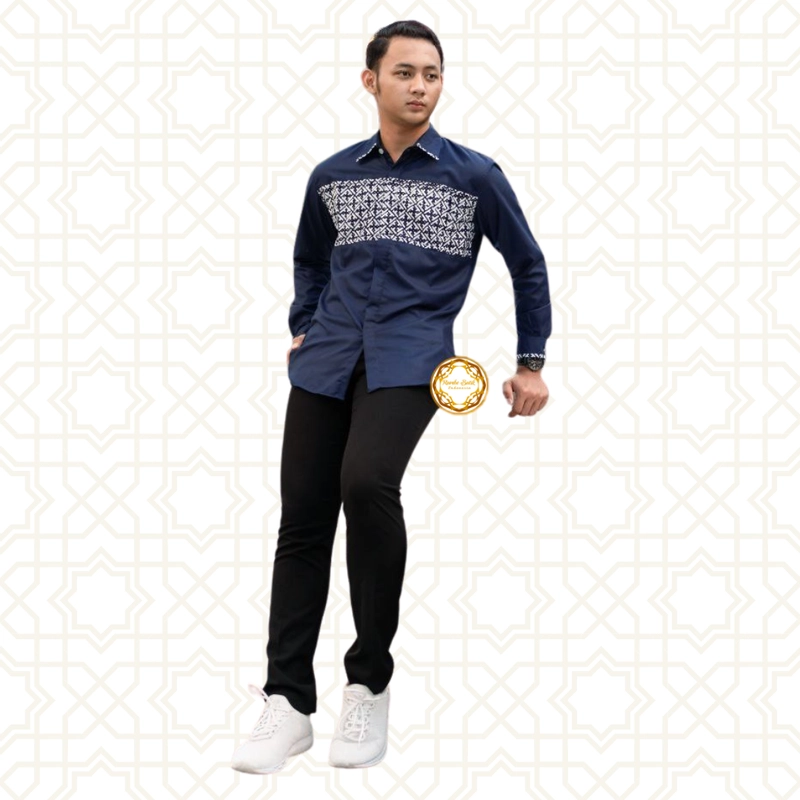 Product image Rambe Batik Indonesia - TERLARIS - Kemeja Excluisve Ayuma Bahan Toyobo Fodu Original M Navy