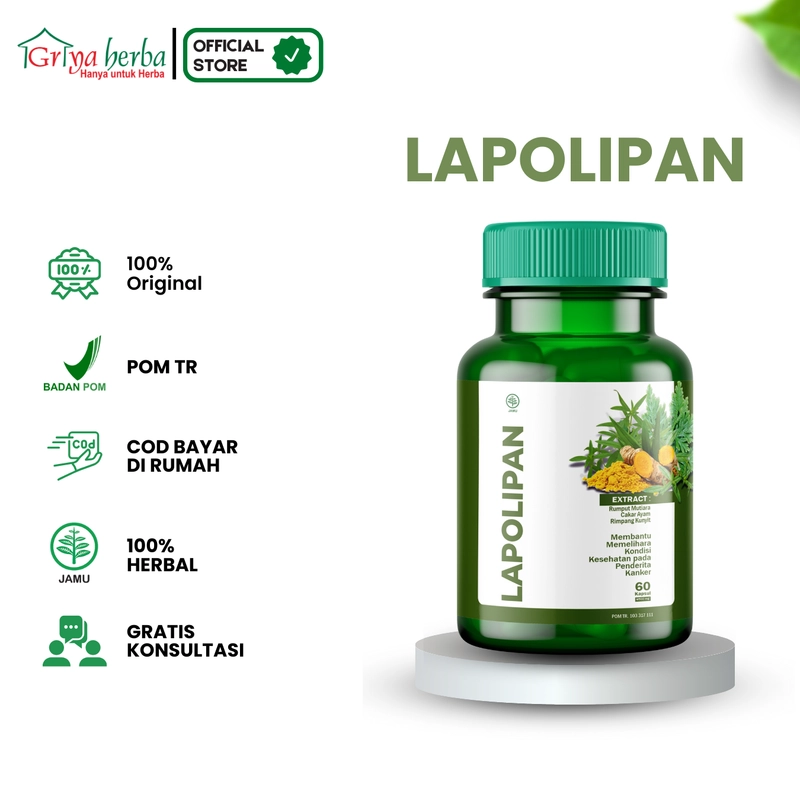 Product image Griya Herba - Lapolipan Obat Herbal Membantu Memelihara Kondisi Kesehatan pada Penderita Kanker Polip Halal BPOM 60 Kapsul Original