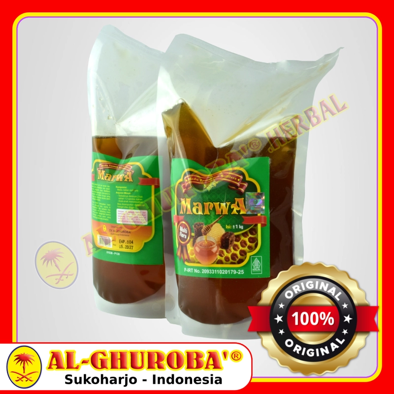 Product image Al-Ghuroba Herbal - Marwa Madu Murni Asli Multiflora 1Kg Al-Ghuroba BPOM MD Halal MUI 1kg Refill