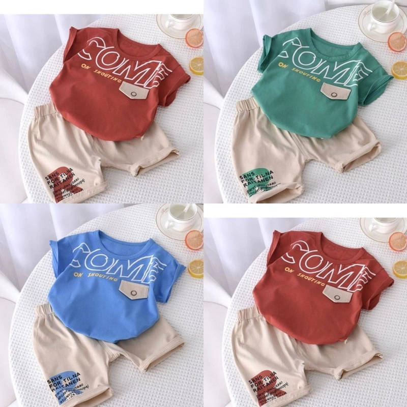 Product image Badia Kids Fashion - Setelan Set Anak Condre Kaos dan Celana Pendek Anak Unisex No3 (2-3 Tahun) Biru