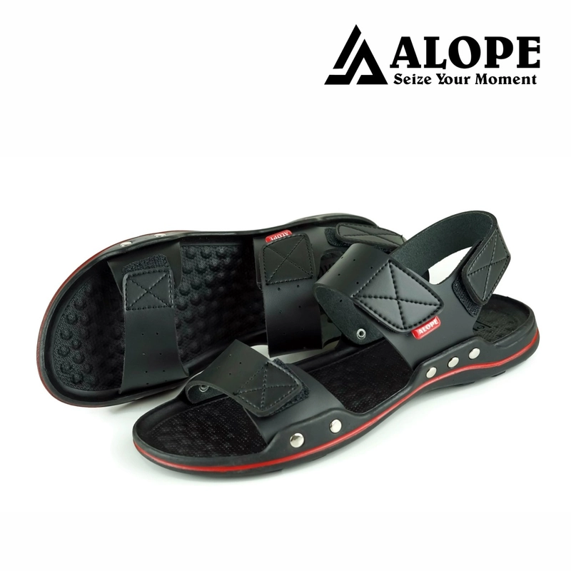 Product image ALOPE OFFICIAL - SANDAL ALOPE VARRO SANDAL KULIT CASUAL SANDAL GUNUNG SIZE 39 SAMPAI 43 39 HITAM