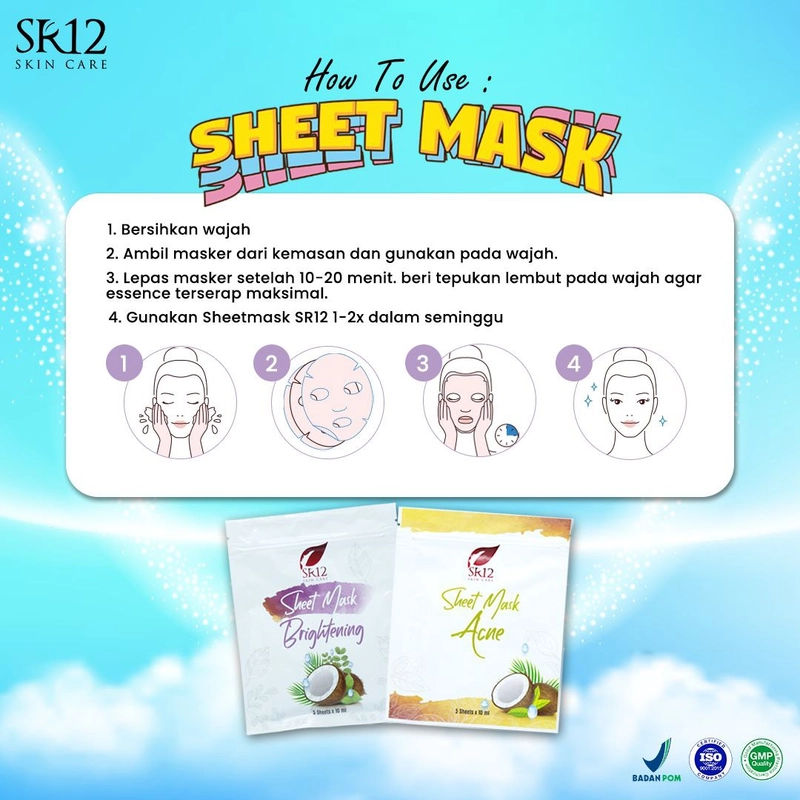 Product image Sheet Mask Brightening SR12 Masker Topeng Masker Mencerahkan Wajah Melembabkan Kulit 5 Sheets Brightening