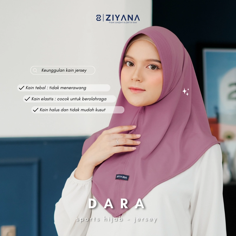 Product image Ziyana Hijab - Kerudung Sport Jersey Jilbab Instan Jersey Dara All Size Black