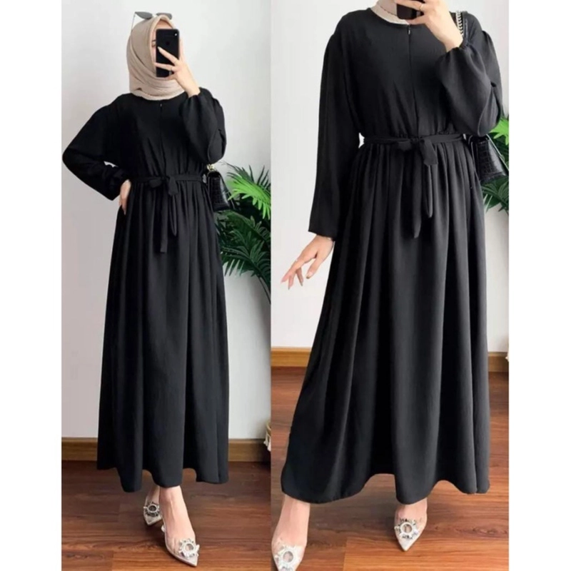 Product image diesa - Gamis Dress Midi Liana Bahan Crinkle M - XXL M Hitam