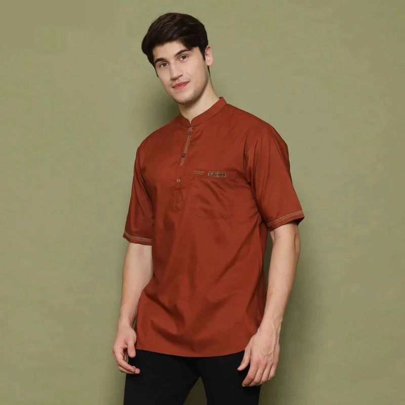 Product image Kois Batik - Baju koko pria dewasa lengan pendek terbaru motif iyan Xl Koko iyan teracotta