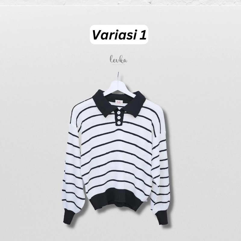 Product image Leika - ALENA BASIC SWEATER RAJUT ATASAN WANITA DEWASA GARIS-GARIS VARIASI VARIASI 1