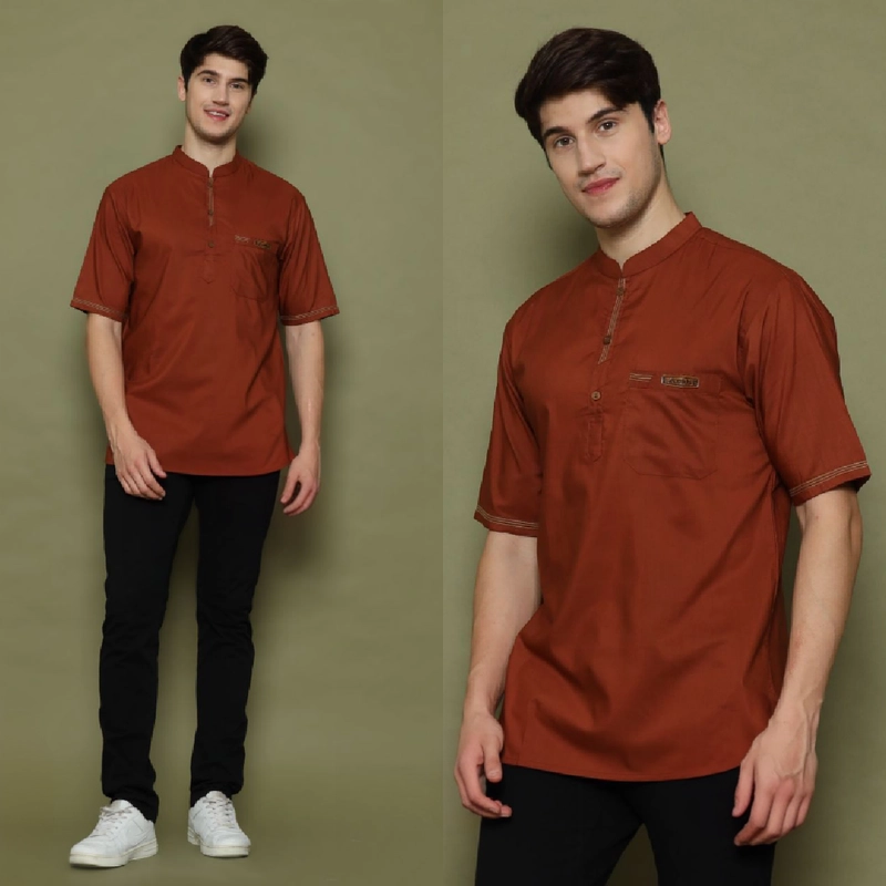 Product image Kois Batik - Baju koko pria dewasa lengan pendek terbaru motif iyan Xl Koko iyan teracotta