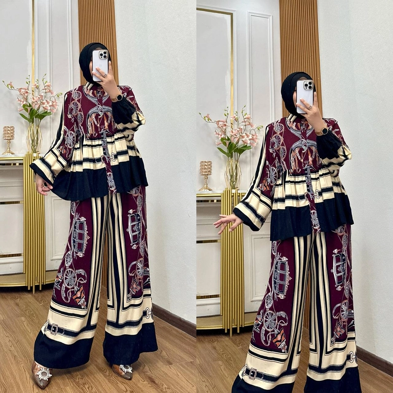 Product image Khisna collection - Oneset anisa viral models and motif wanita dewasa Allsize Marun