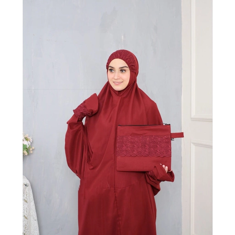 Product image Mukena Terusan Khadijah Best Seller Katun Mikro All Size Maroon