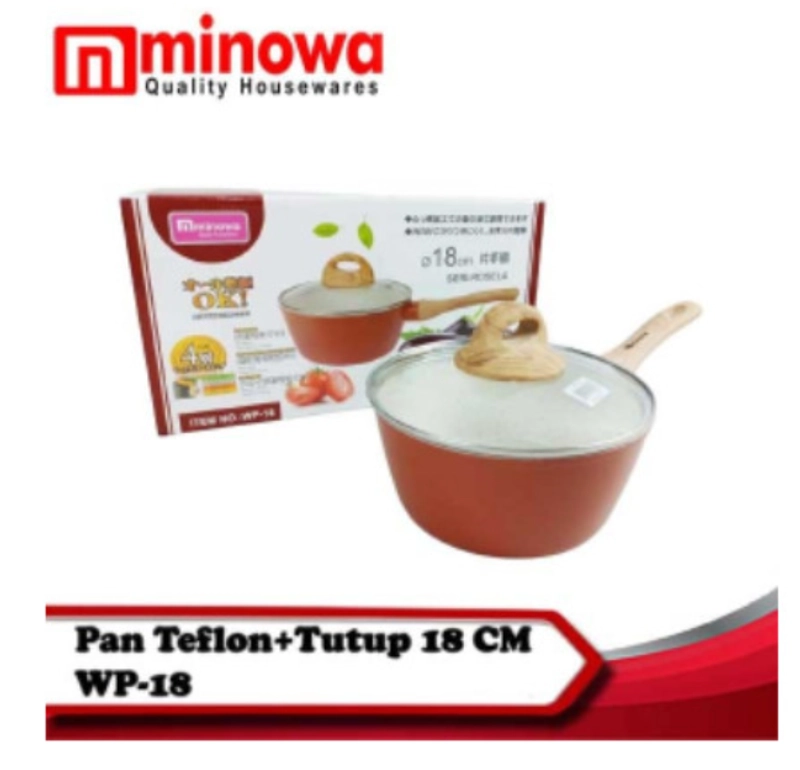 Product image UTAMAMEGA - Minowa Panci / Teflon / Pan Teflon Marble + Tutup 18 cm Anti Lengket type WP-18