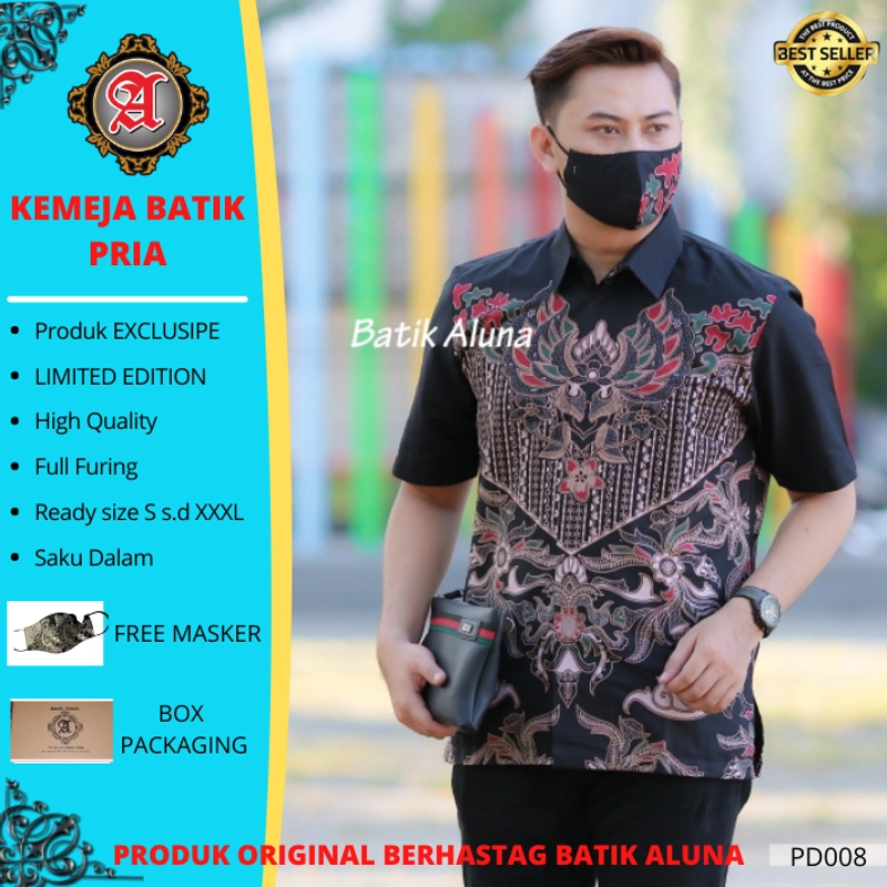 Product image PD08 kemeja batik pria premium lengan pendek reguler full furing baju batik cowok S BATIK