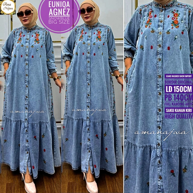 Product image Griya Busanaku Solo - Euniqa maxy jeans ld jumbo LD 130cm Snowblue