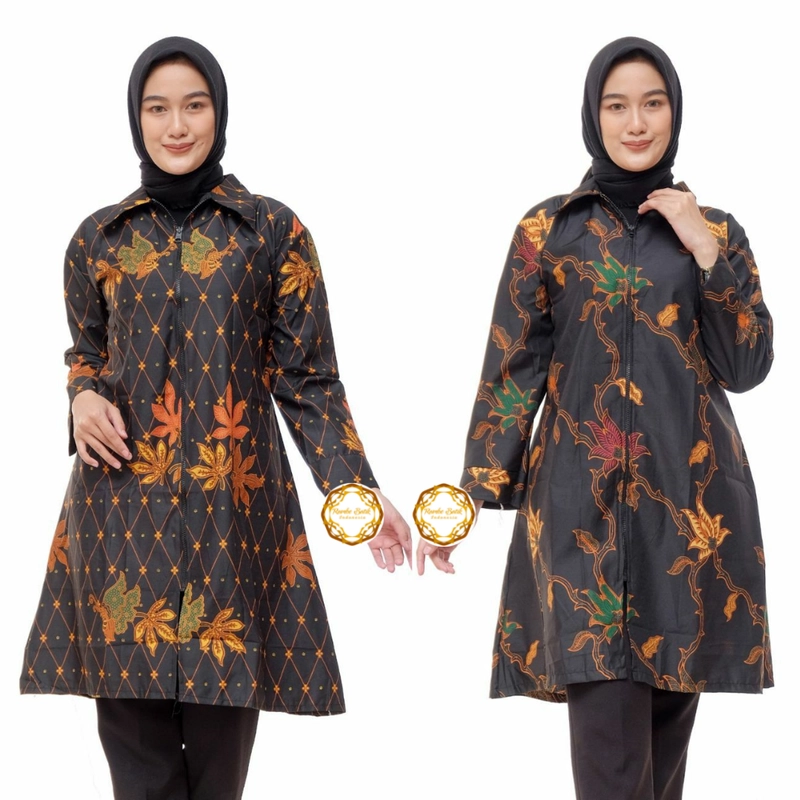 Product image Tunik Zipper - Batik Wanita Unggul Jaya Bahan Halus Tebal dan Anti Luntur - TU4 M TA