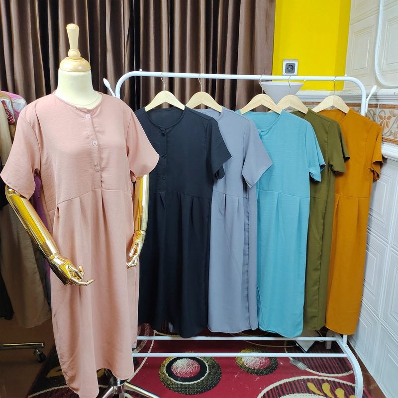 Product image Amha Collection - DASTER AIRFLOW LENGAN PENDEK BUSUI KANCING ALL SIZE HITAM