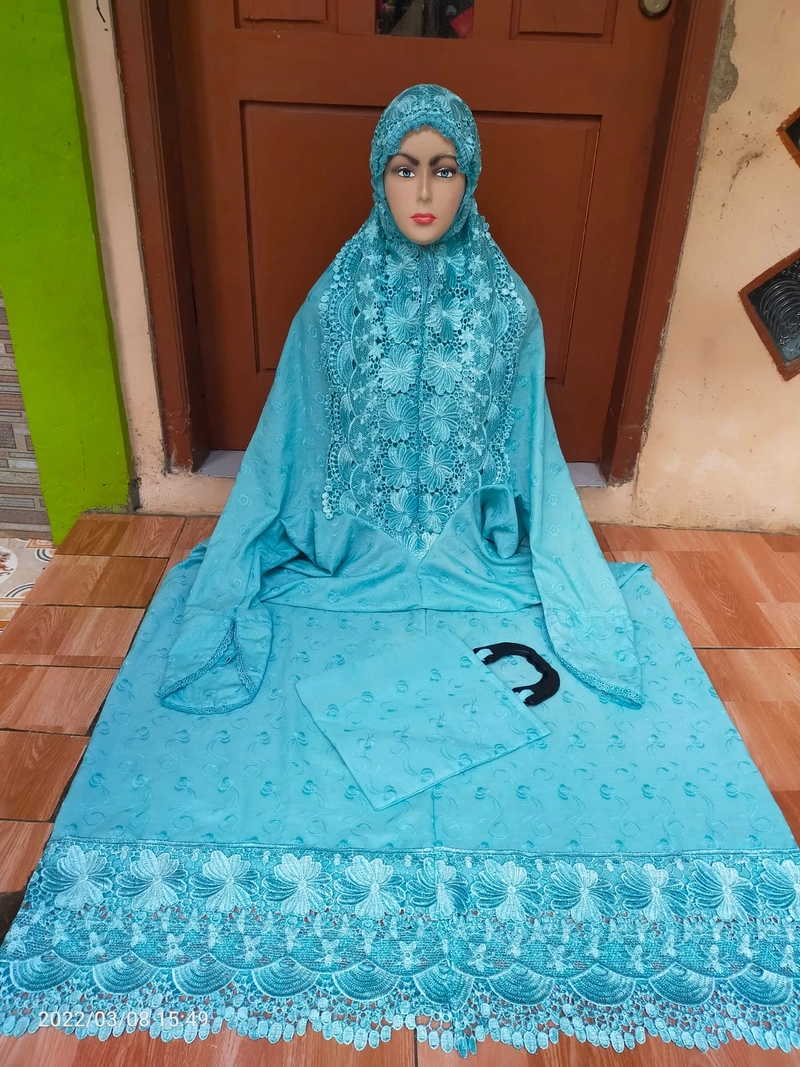 Product image Mukena Terusan Sutra Dewasa Best Seller Premium All Size Biru