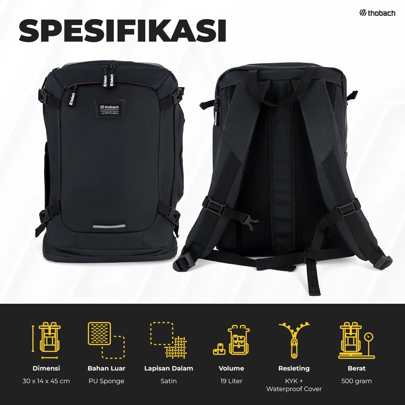 Product image Thobach official - THOBACH Waterproof Backpack GORDON all size black